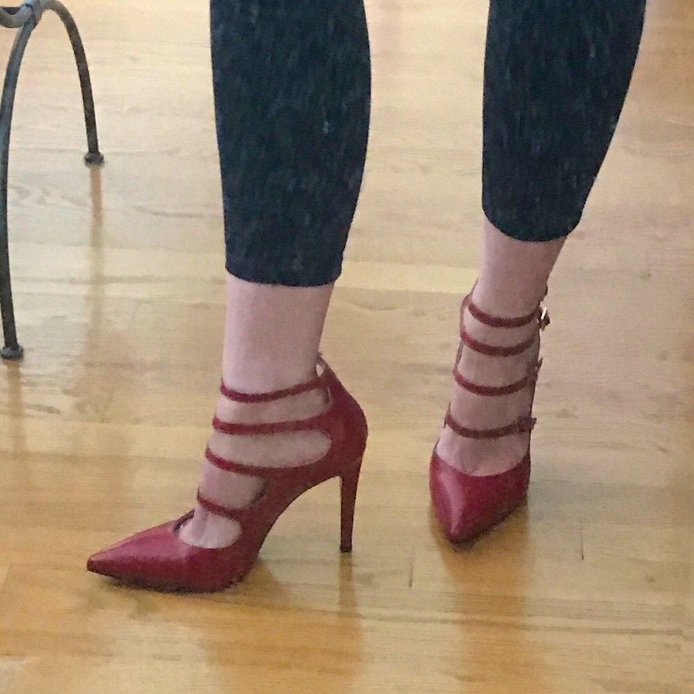 Cavallini Italian red leather strappy heels size 7 - Picture 3 of 7